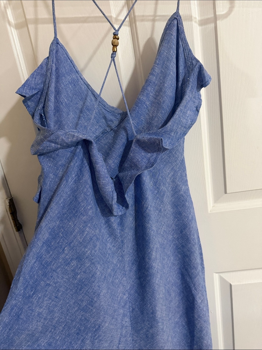 Zara Light Blue Ruffle Midi Dress - Picture 2 of 4